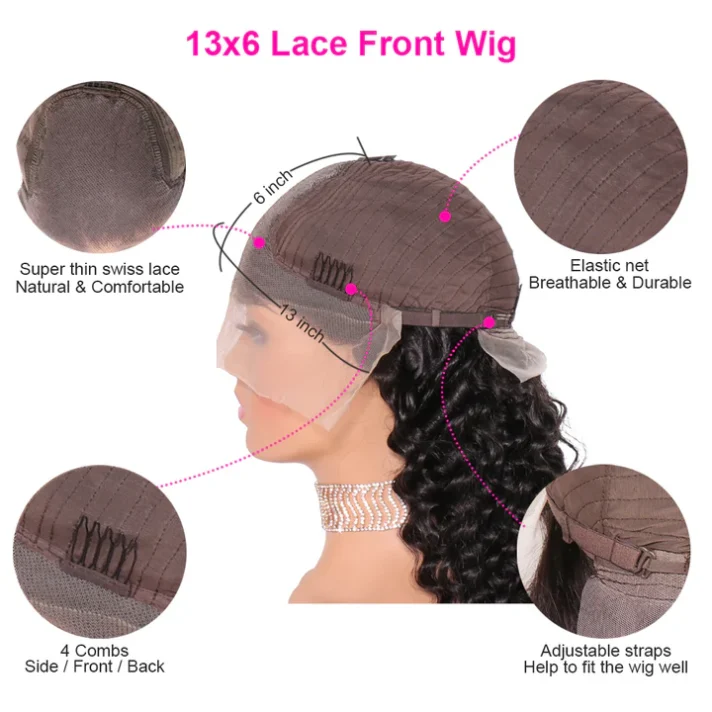 13×4 Deep Wave Lace Front Wig Brazilian Human Hair Lace Wigs